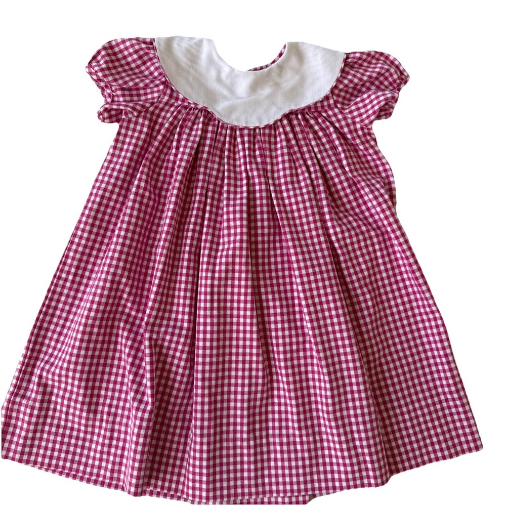 Vintage Kellys Kids Pink/White Plaid Dress Checkered Collared Size 4T